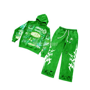 Wholesale Men Sweatsuit Set Full Sleeve Hoodie and Sweatpants Streetwear Sweatsuit - Product Image 4
