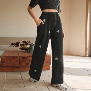 Superior Quality <b>Ladies</b> Acid Washed Workout Jogger Pants Cotton Rich Blend 400 GSM <b>Warm</b> Casual Fitness Sports Wear Bulk - Product Image 5