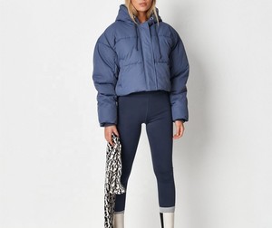 High Quality Winter Warm Wear Women's <b>Cropped</b> Casual Regular <b>Puffer</b> <b>Jacket</b> Canvas Knitted Breathable Waterproof Cotton Lining - Product Image 6