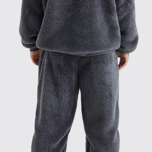 2026 Winter Men's Sherpa Fleece Tracksuit 2 Piece Set <b>Oversized</b> Teddy Hoodie <b>Jogger</b> Pants Warm Fluffy Sweatpants Loungewear Set - Product Image 6