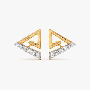 Luxury Open Triangle Pave Labgrown <b>Stud</b> Earrings Gold Plated Designer Fashion Jewelry 18K 14K 10K 925&935 <b>Silver</b> - Product Image 2