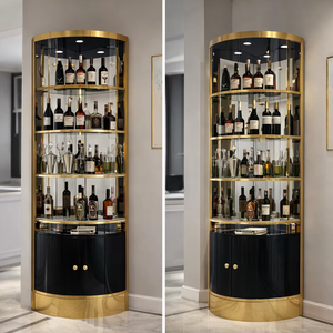 Argmac Solid Wood Modern Multifunction <b>Bar</b> Cabinet with 5+ Compartments Durable Design <b>Freestanding</b> Storage - Product Image 5