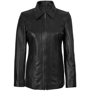 Women's Genuine Leather Motorcycle <b>Jacket</b> Turn-down Collar Full Sleeve Zipper Closure Autumn Solid Color Biker Style - Product Image 1