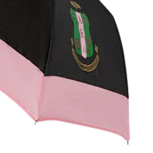 AKA Automatic Mini Hurricane <b>Umbrella</b> <b>Windproof</b> Folding Travel <b>Umbrella</b> Black Pink Embroidered Crest Compact Design - Product Image 4