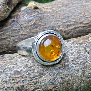 Anvika Gems and Jewels Handmade <b>Silver</b> Plated Baltic Amber Bezel Set Vintage Women's <b>Statement</b> <b>Ring</b> - Product Image 3
