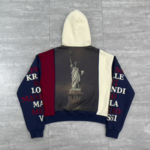 Sudadera con Capucha Corta de Felpa Francesa de Alto Gramaje Personalizada 500GSM, Oversize con Bloques de Color, Estampado DTG y Bordado, Ropa OEM - Product Image 3