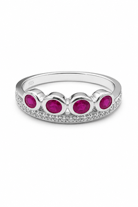 Bague de luxe en pierres naturelles rubis et diamant en argent sterling 925 avec placage rhodium et sertissage pavé et griffes KLSR12538 - Product Image 2