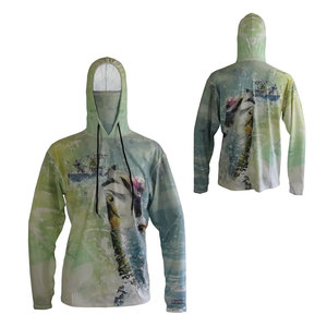 Hoodie de pêche unisexe UPF 50 à manches longues, imprimé par sublimation, anti-UV, protection solaire, motif poisson bleu, pull à capuche pour homme - Product Image 1
