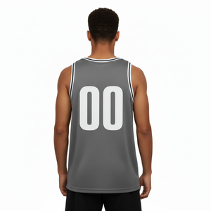 Maillot de basketball personnalisé éco-responsable, respirant, en mesh, sans manches, avec nom et numéro d'équipe imprimés par transfert thermique pour adultes - Product Image 4
