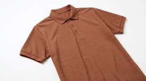 Men's Brown Polo Shirt Short Sleeve Regular Fit Knitted Solid Color Casual Wear Shirts - Product Image 5