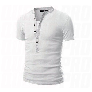 T-shirt Henley à manches courtes bleu marine pour homme, coupe ajustée, tricoté, couleur unie, col en V, patte de boutonnage, doux et respirant - Product Image 2