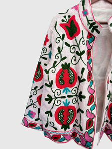 Veste à col châle brodée à la main avec motif floral, manches longues, taille plus, en coton, pour femme, style Prairie Chic, idéale pour le printemps - Product Image 2