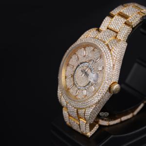 Moissanite Diamond Iced Out Watch Luxury Hip Hop Baguette Dial Gold Tone Stainless Steel <b>Automatic</b> Everyday Men <b>WristWatch</b> - Product Image 3