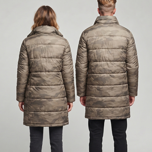 <b>Camouflage</b> Bubble Chest Pocket Puffer Long Jacket Women Warm Up Knitted Long Down <b>Camouflage</b> Jackets Ladies - Product Image 2
