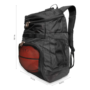 Sac à dos de basket-ball noir, grande capacité, sac de sport avec poche en filet pour ballon, unisexe - Product Image 1