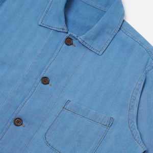 Chaqueta de Mezclilla Tejida Transpirable para Hombre, Cuello Camisero, Cierre de Botones, Corte Regular, Color Sólido, Prenda Exterior Formal de Algodón - Product Image 3