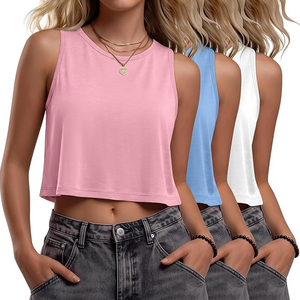 High Quality Wholesale Women's cottonTank <b>Top</b> Slim Fit Sleeveless Sexy Summer Casual Vest Workout Yoga Crop Tank <b>Tops</b> for Women - Product Image 5