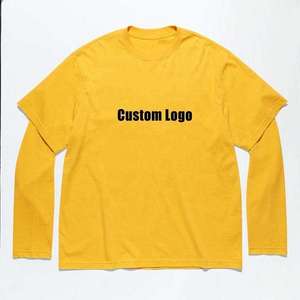 เสื้อยืดแขนยาวสองชั้นคุณภาพสูงแบบสั่งทำจากผู้ผลิต OEM สำหรับผู้ชาย เสื้อโอเวอร์ไซส์ลำลองแบบเรียบ สำหรับสกรีนลาย - Product Image 1