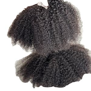 Extensions de cheveux bouclés birmans à pointes adhésives, cheveux vierges bruts super double drawn, boucles profondes, prix de gros - Product Image 2