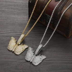 Mens Hip Hop Zircon Brass CZ Pendant Necklace <b>Iced</b> <b>Out</b> Bling Crystal Charm <b>Chain</b> Streetwear Moissanite Jewelry Gift For Accessor - Product Image 6