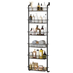 1 pezzo 6-Tier in acciaio al carbonio cestello sopra porta dispensa organizzatore ganci appesi 62.99in portaoggetti per cucina e bagno - Product Image 3