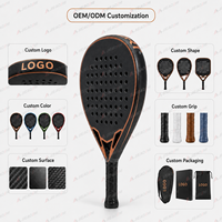 Raquette de padel en fibre de carbone JAS JAS004 3K 12K 18K, vente chaude, personnalisable OEM, tête avec noyau EVA 22 mm, légère, écologique, portable