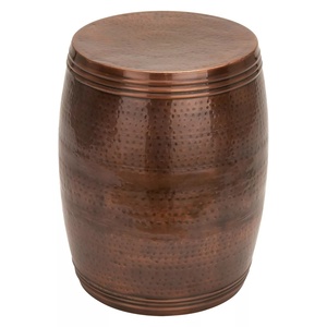 Hammered Side Stool Drum Shape Top Selling Aluminum <b>Vintage</b> Accent Stool Antique Metal Decorative Classic Luxury Wholesale Item - Product Image 2