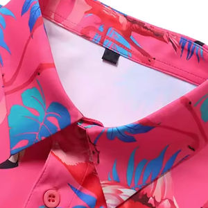 Camisa de Manga Corta con Estampado de Flamencos para Hombre, Estilo Casual de Playa, Ligera, para Verano, Atuendo Tropical - Product Image 4