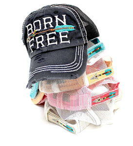 Gorra Trucker Bordada Born Free, Tejido de Malla, Ajustable, Unisex, Casual, Primavera Verano, Gorra de 6 Paneles - Product Image 1