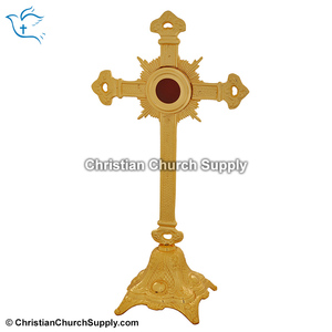 Relicario Cruzado de Latón |   Cruz Relicario Decorativa para Iglesia – Export Corporation - Product Image 2