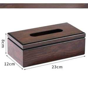 Boîte à mouchoirs en bois classique Ali Fashion Art, finition brun foncé, faite à la main, durable, étanche, rangement pratique pour le salon - Product Image 3