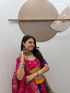 Premium Milky Silk Lehenga Choli Set for Women with Heavy Thread <b>Sequins</b> Embroidery Designer Dupatta and 6 Meter <b>Flared</b> Skirt - Product Image 2