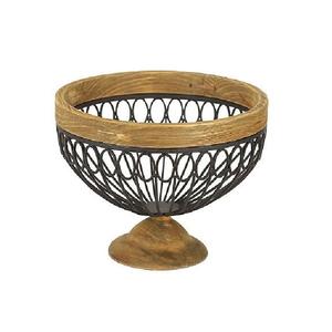 Panier de rangement pour fruits de luxe, de qualité supérieure, en métal antique, design fantaisie, avec taille et forme personnalisées en bois - Product Image 3