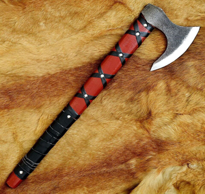 Hacha de doble hoja hecha a mano con patrón de Damasco, estilo vikingo, para supervivencia y camping, con mango de madera y hoja afilada de acero inoxidable. - Product Image 6