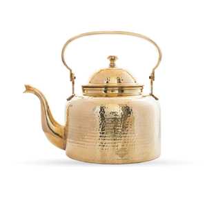 Luxury Brass Tea <b>Set</b> with <b>Teapot</b>, Cups, Saucers and Serving Tray – Traditional Indian Handcrafted Brass Tea & Coffee <b>Set</b> - Product Image 1