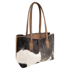 Bolso Tote Casual de Cuero Vacuno Clásico, Bolso de Mano de Cuero de Grano Completo con Aspecto Desgastado, Estilo Rústico Occidental, Amplio y Plegable - Product Image 2
