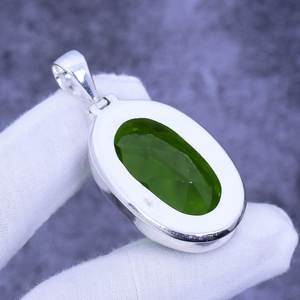 Pendentif en argent sterling 925 avec pierre précieuse péridot faite à la main, bijoux bohèmes, collier en pierre précieuse naturelle, vente en gros - Product Image 3