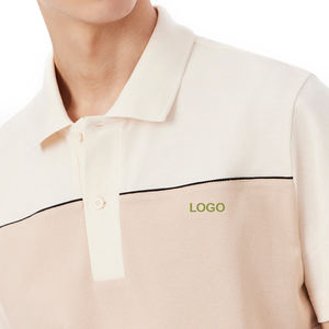 เสื้อโปโลผู้ชายทรงคลาสสิก ผ้าฝ้ายถักปิเก้ 100%  ตกแต่งแถบสีตัดกันที่ข้างเสื้อ  ปลายแขนเสื้อแบบริบ  ปักลายได้ตามต้องการ แขนสั้น - Product Image 1