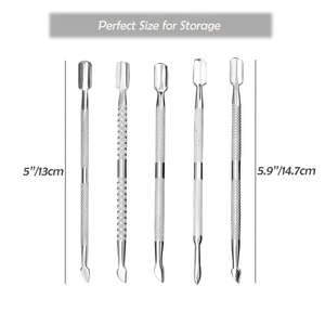 Pousse-cuticules et coupe-cuticules double embout en acier inoxydable pour le nettoyage des cuticules et le retrait du vernis gel – Fabricant - Product Image 5