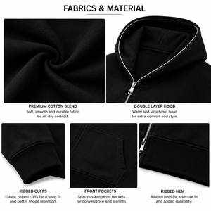 เสื้อฮู้ดซิปสีดำสำหรับผู้ชาย สไตล์ลำลองแนวสตรีทแวร์ มีกระเป๋า - Product Image 6