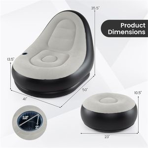 Divano Gonfiabile Grigio e Nero con Pouf, Set 104.14 x 127.90cm, in PVC, Capacità 220 libbre, Portabicchieri, per Villa e Palestra - Product Image 4