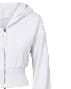 Manufacturer Custom Womens Light Grey Cropped <b>Zip</b> <b>Up</b> <b>Hoodie</b> Slim Fit Long Sleeve Casual Streetwear Cotton Fleece Sweatshirt - Product Image 5