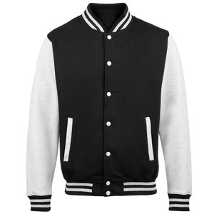 <b>Men's</b> Light Blue White Puffer Varsity Jacket HIGH STREET Style Regular Fit Stand Collar Zipper Closure Winter Wear Woolen - Product Image 2