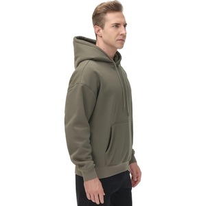 Sweat-shirt à capuche en polaire, couleur unie, coupe décontractée, pour l'automne, 100% coton, respirant, avec poche - Product Image 3