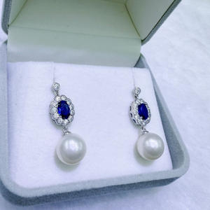 Natural 8-9mm Freshwater <b>Pearl</b> Dangle <b>Earrings</b> for Women Round Almost Flawless Pure <b>Silver</b> with Square Face Design - Product Image 3