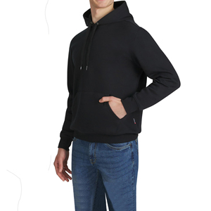 Sudadera con Capucha Negra para Hombre, Corte Regular, 100% Algodón Felpa, Informal, con Bolsillo Delantero, para Otoño - Product Image 4