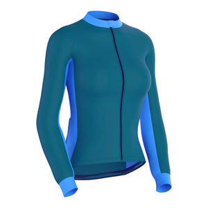 Top deportivo azul con cremallera frontal completa, transpirable, unisex, para viajes y ciclismo, top deportivo morado y rosa de manga larga - Product Image 6