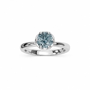 Anillo de Compromiso de Diamante Redondo de Corte Brillante Platino con Engaste Clásico de Garras, Joyería Fina para Mujer - Product Image 1