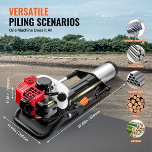Aplicador de postes tipo T portátil a gasolina de 52cc con motor de 2 tiempos, martillo para clavos de cerca de 1300W, para 3 postes, para maquinaria agrícola - Product Image 6