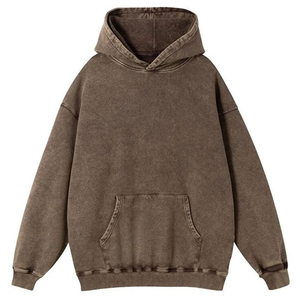 Sudadera con Capucha de Felpa 100% Algodón con Lavado Ácido para Hombre, Diseño Sólido con Cremallera, Básica con Capucha de Invierno, Estampado Digital, Teñido Liso - Product Image 3